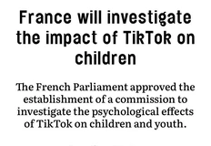 🤓Французский парламент единогласно одобрил создание комиссии для исследования влияния TikTok на психическое здоровье детей и подростков