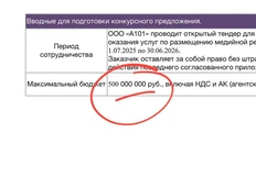 🤓А101 тендерит диджитал-медийку на грядущий год (с 1 июля 2025). Порядок стоимости весьма фантастичен — «до 500 млн. в год»