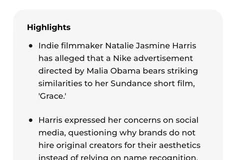 🤓Творческие люди — пипец как капризны и ой как ревнивы. Особенно начинающие.  Вот например, одна их них обвинила Nike и дочь Обамы в плагиате рекламного ролика